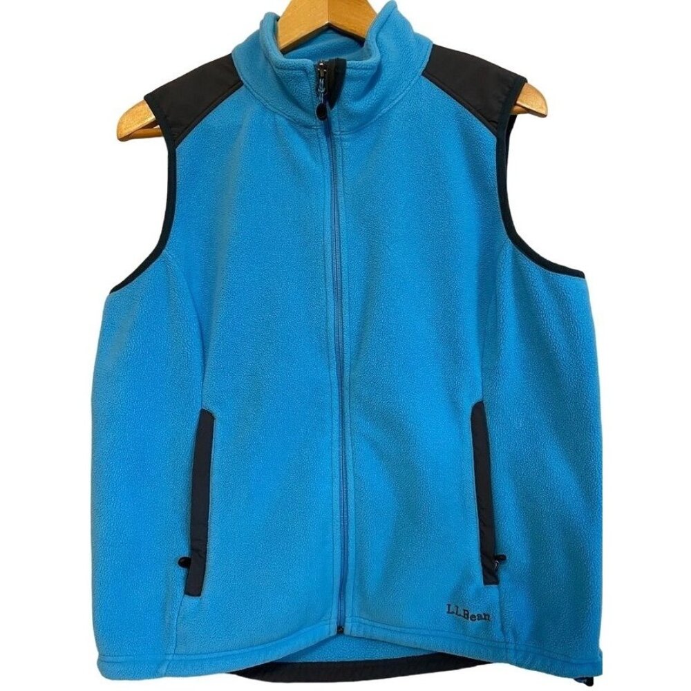 LL Bean‎ Vest Unisex Large Turquoise Fleece Outdoor Coat